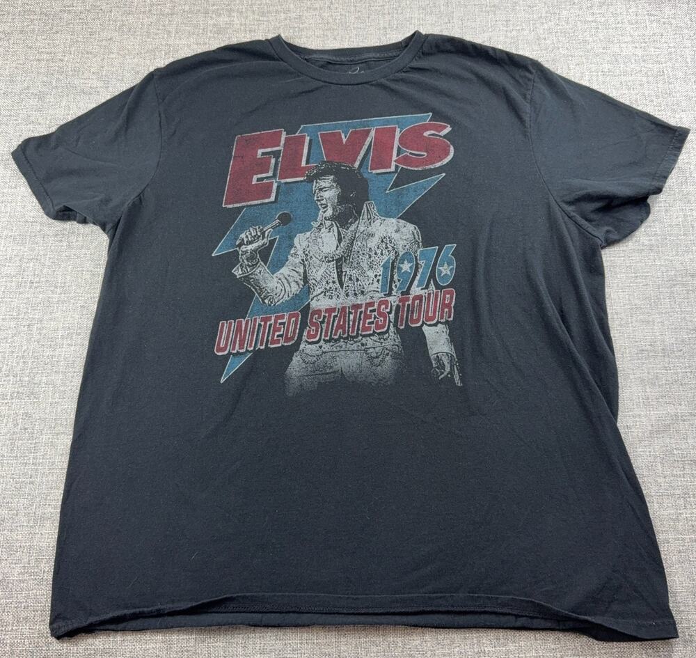 Elvis Presley 1976 United States Tour T Shirt Mens XL Black Graphic Tee 2022